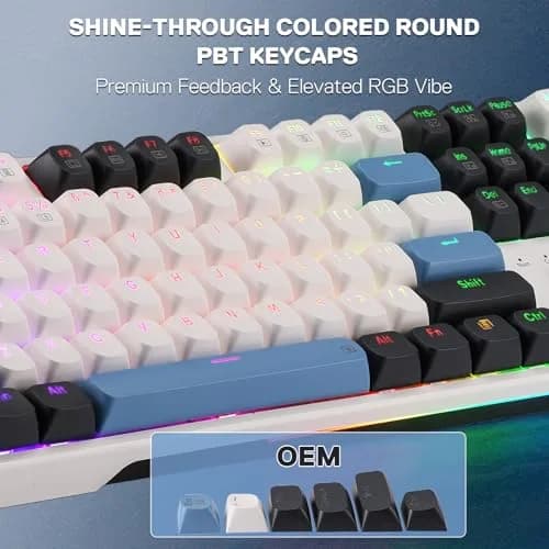 Redragon K668 Wired Gasket RGB Gaming Keyboard 108-Key Hot-Swap | Glacier Azure thumbnail 6