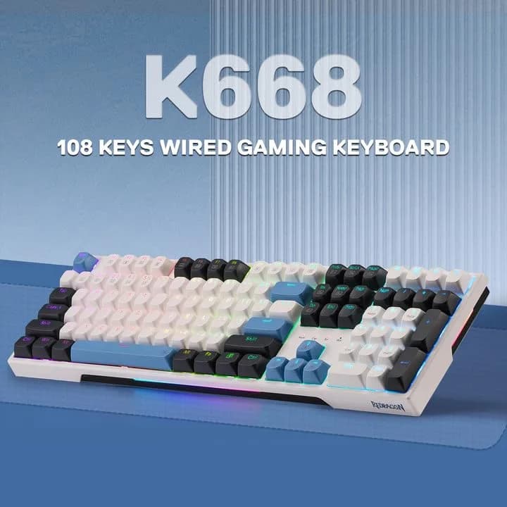 Redragon K668 Wired Gasket RGB Gaming Keyboard 108-Key Hot-Swap | Glacier Azure thumbnail 10