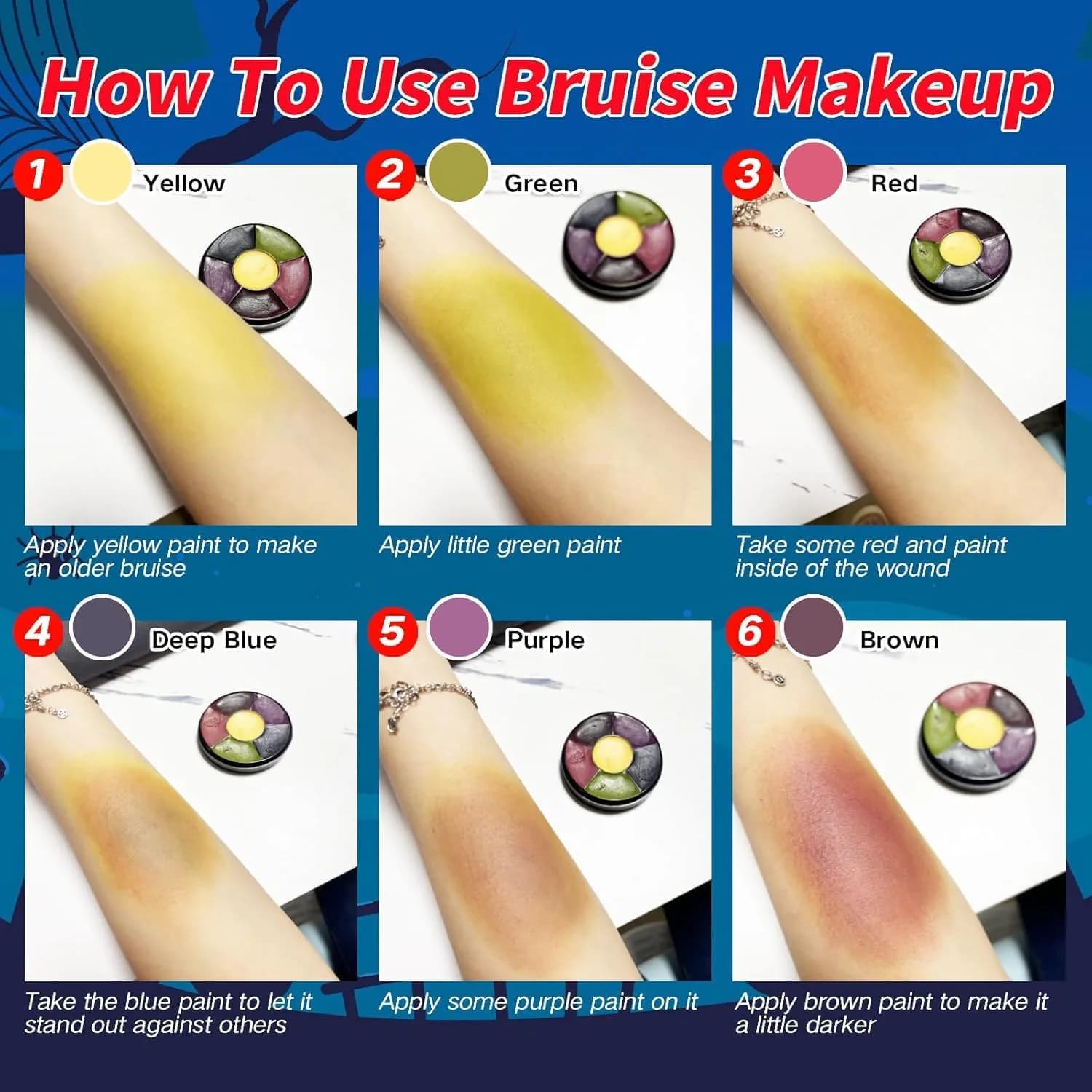 MEICOLY 10 Pcs Bruise Wheel SFX Makeup Kit for Realistic Wounds & Scars - view 4