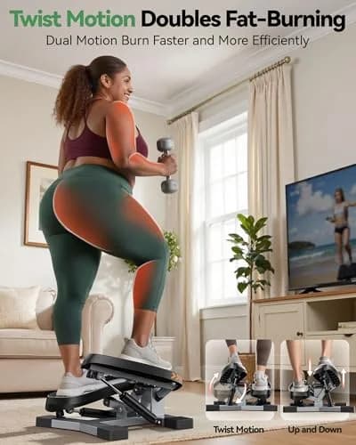 Sportsroyals Twist Stair Stepper with Resistance Bands & Exercise Mat | Fat Burning & Compact Design thumbnail 2