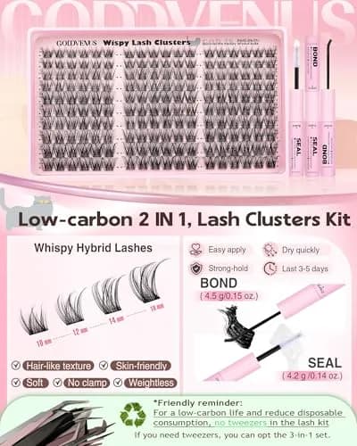 Goddvenus Wispy Lash Clusters 180pcs (C Curl) | Natural DIY Lash Extension Kit thumbnail 5