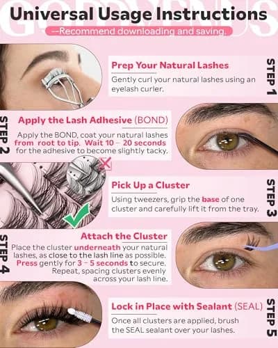 Goddvenus Wispy Lash Clusters 180pcs (C Curl) | Natural DIY Lash Extension Kit thumbnail 7