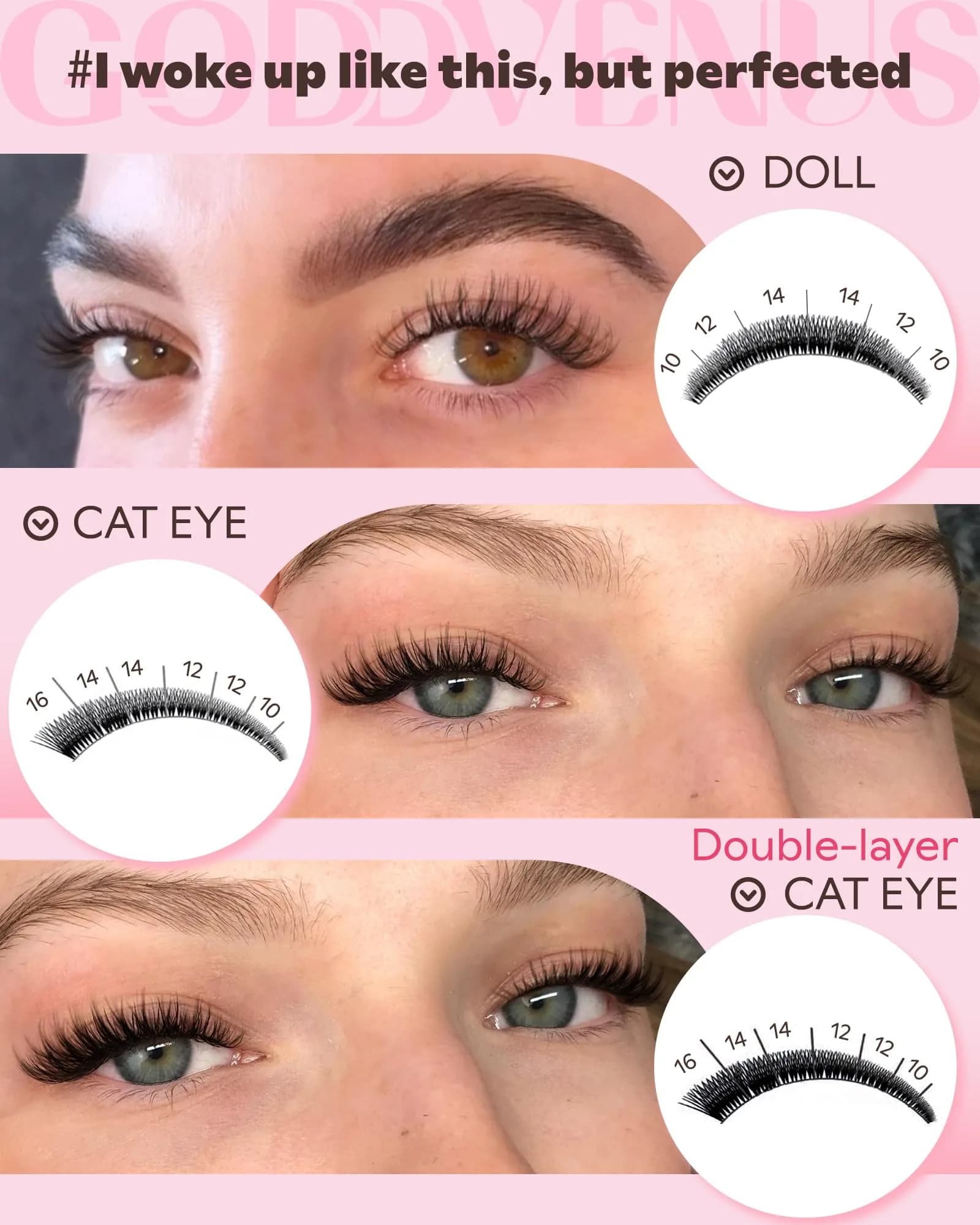Goddvenus Wispy Lash Clusters 180pcs (C Curl) | Natural DIY Lash Extension Kit - view 3