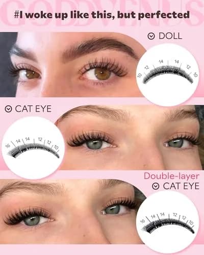 Goddvenus Wispy Lash Clusters 180pcs (C Curl) | Natural DIY Lash Extension Kit thumbnail 3