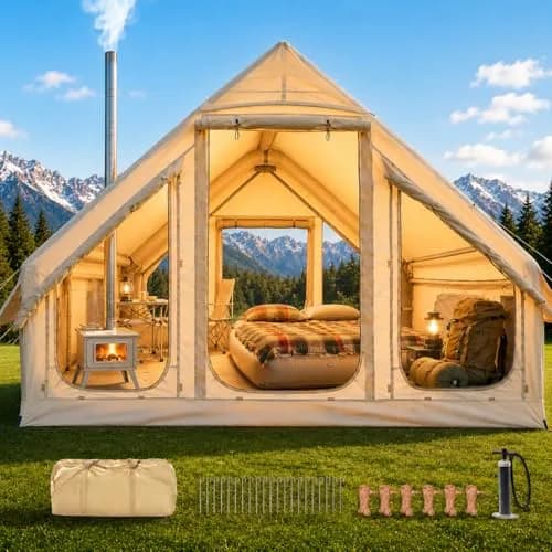 FICISOG Inflatable Camping Tent 6 Person Waterproof | Easy Setup with Stove Jack thumbnail 1