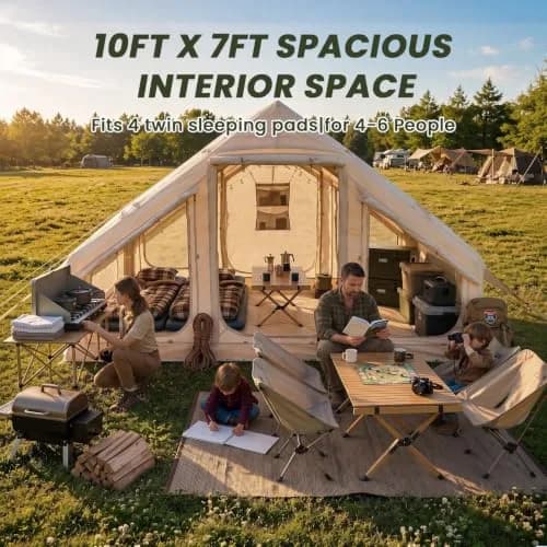 FICISOG Inflatable Camping Tent 6 Person Waterproof | Easy Setup with Stove Jack thumbnail 5