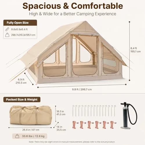 FICISOG Inflatable Camping Tent 6 Person Waterproof | Easy Setup with Stove Jack thumbnail 8