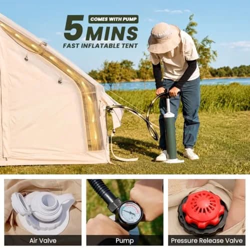 FICISOG Inflatable Camping Tent 6 Person Waterproof | Easy Setup with Stove Jack thumbnail 2