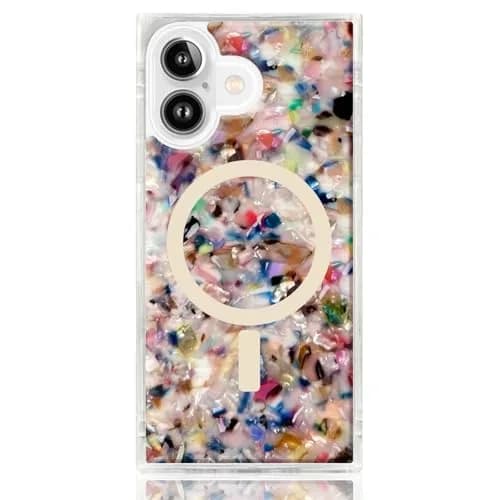 FLAUNT Official Square iPhone 17 Case - Rainbow Confetti Tortoise Shell | Shockproof & MagSafe Compatible thumbnail 1