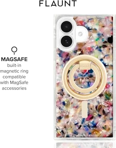 FLAUNT Official Square iPhone 17 Case - Rainbow Confetti Tortoise Shell | Shockproof & MagSafe Compatible thumbnail 5