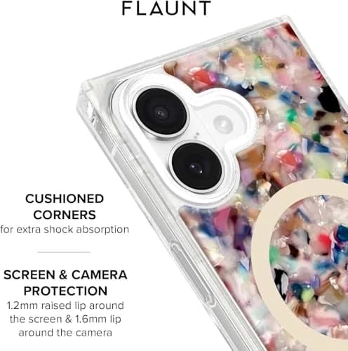 FLAUNT Official Square iPhone 17 Case - Rainbow Confetti Tortoise Shell | Shockproof & MagSafe Compatible thumbnail 7