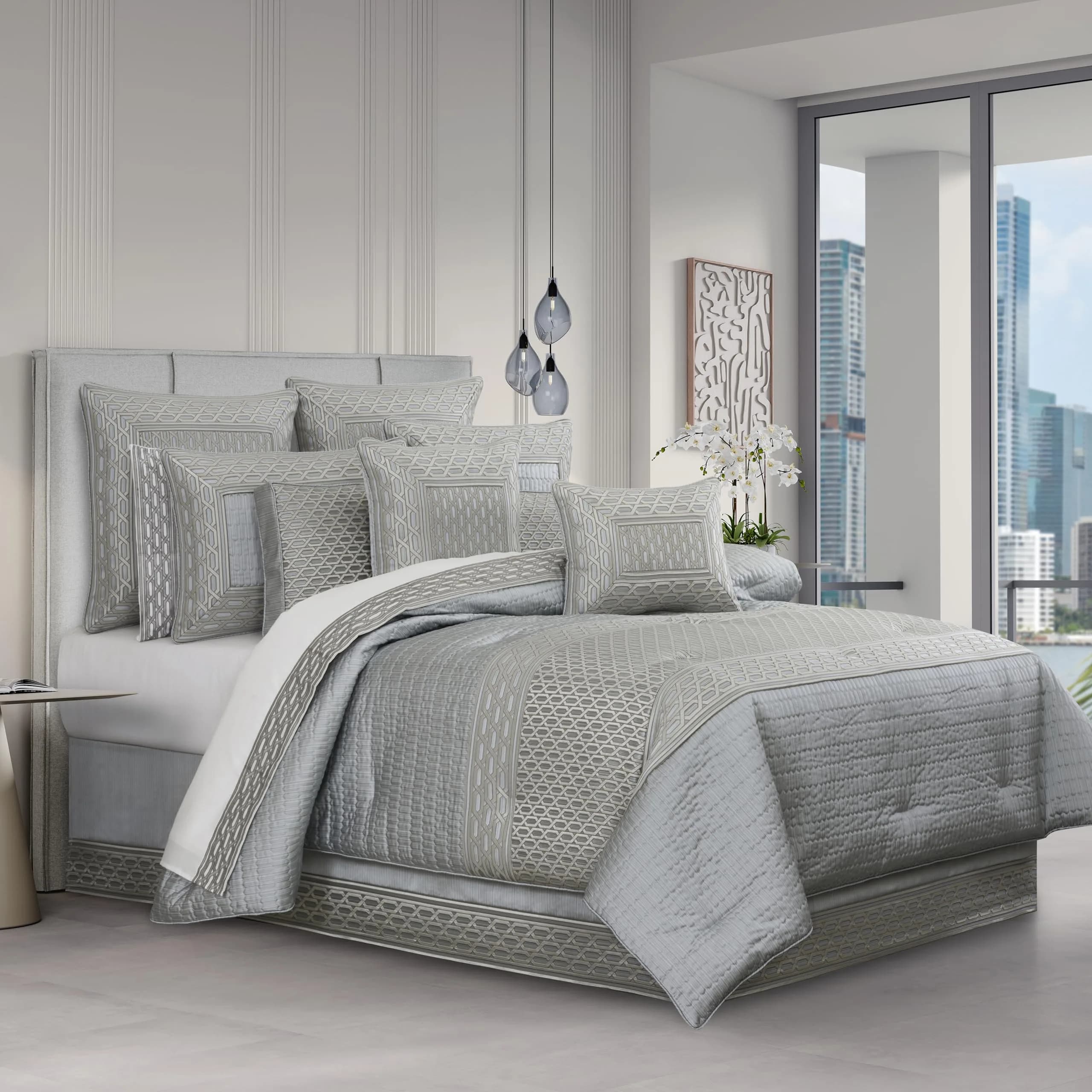 J. Queen New York Melbourne Cloud Queen Comforter Set | Luxurious Geometric Design Polyester Bedding