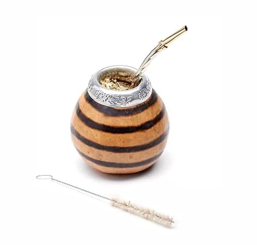 BALIBETOV Natural Yerba Mate Gourd Set 210ml (7 fl oz) | Authentic Handmade Cup from Argentina with Bombilla & Brush thumbnail 1