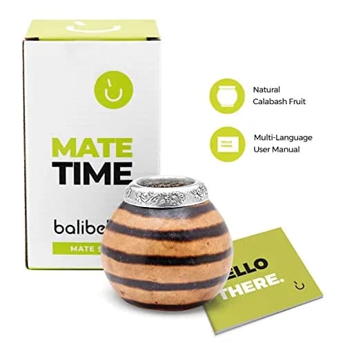 BALIBETOV Natural Yerba Mate Gourd Set 210ml (7 fl oz) | Authentic Handmade Cup from Argentina with Bombilla & Brush thumbnail 2