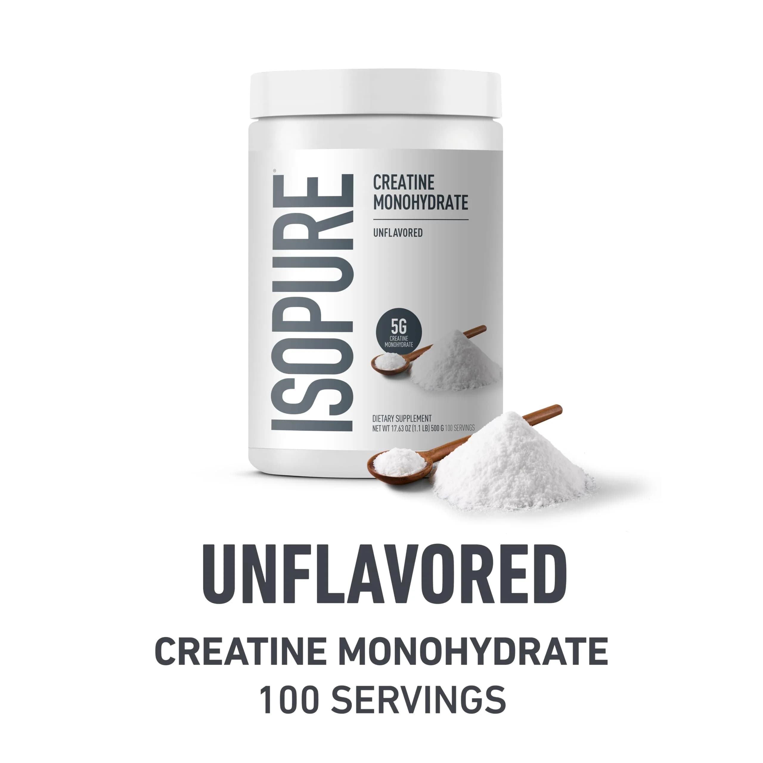 Isopure Zero Carb Whey Protein Isolate Strawberries & Cream (454g (1 Lb), 15 Servings) + Creatine Monohydrate (1.1 Lb, 100 Servings) | High Protein, Zero Carb, USA Import - view 2