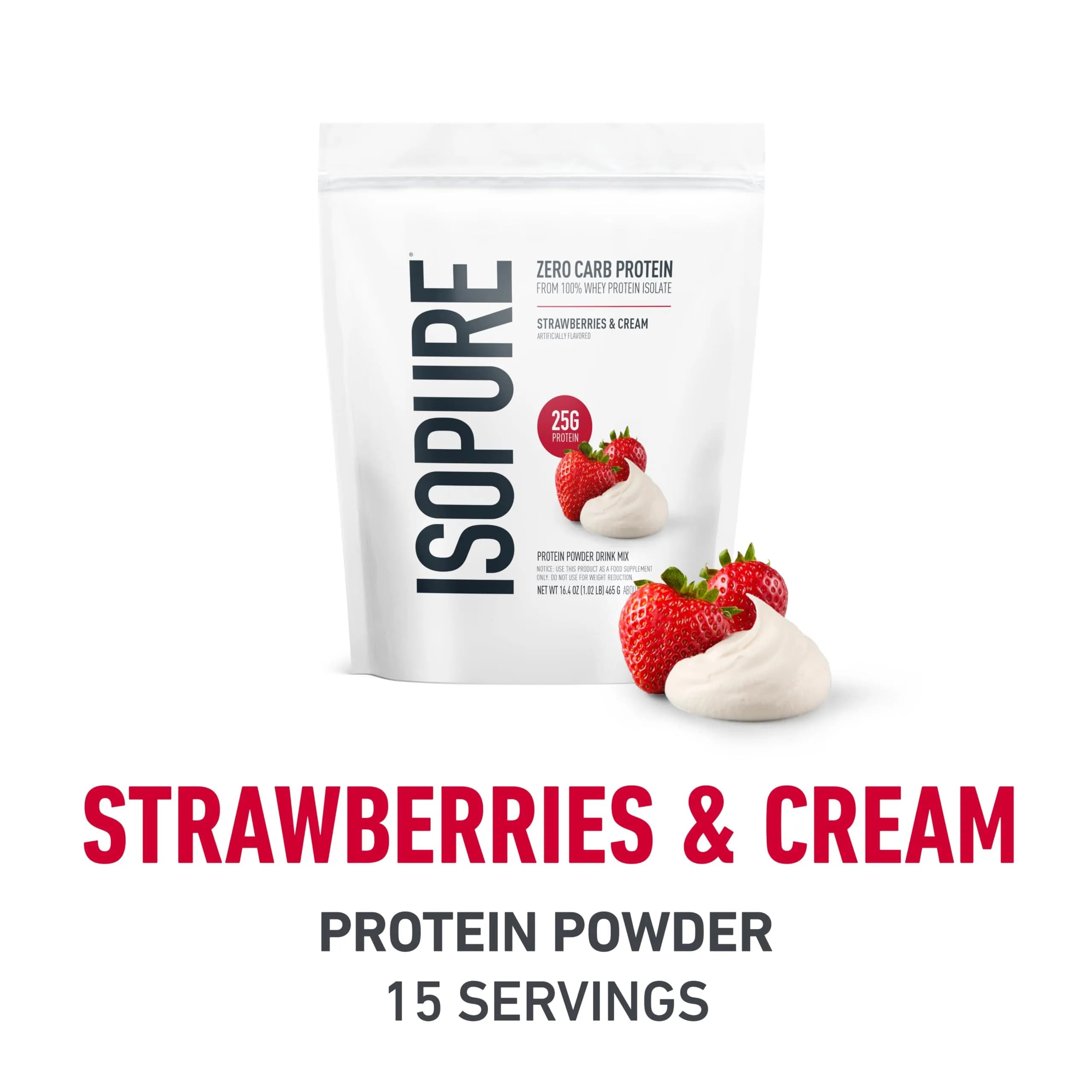 Isopure Zero Carb Whey Protein Isolate Strawberries & Cream (454g (1 Lb), 15 Servings) + Creatine Monohydrate (1.1 Lb, 100 Servings) | High Protein, Zero Carb, USA Import - view 3