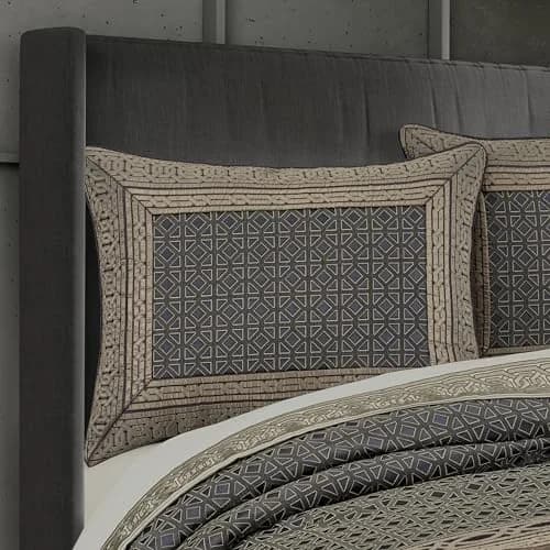 J. Queen New York Avelyn Slate Queen Comforter Set 4 Pieces | Luxurious Geometric Design thumbnail 3