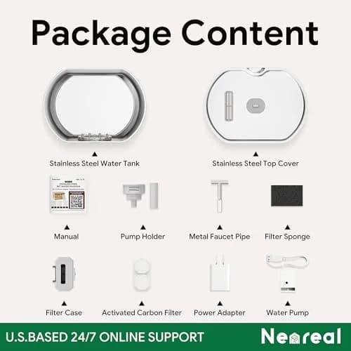 Neareal Cat Water Fountain Stainless Steel 2.2L | Quiet, Durable & Easy to Clean thumbnail 9