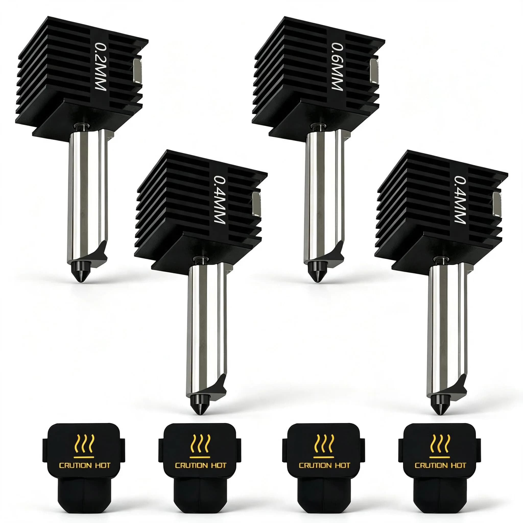HzdaDeve A1 Mini Hotend Kit 4-Pack (0.2/0.4/0.6mm) | Precision Hardened Steel Nozzles for Bambu Lab A1/A2L Printers - main product image