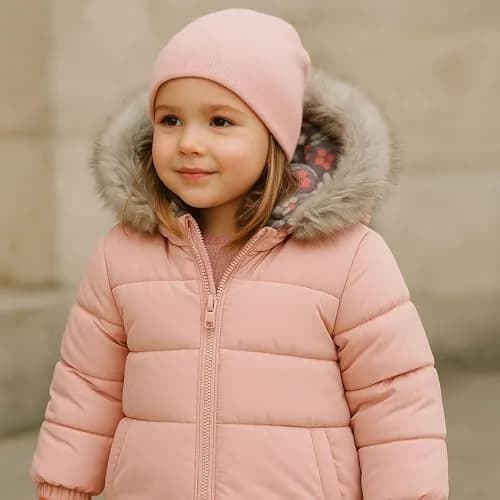 Weather Tamer Girls' Lilac 3T Winter Puffer Jacket with Faux Fur Hood & Beanie | Warm, Wind-Resistant, Machine Washable thumbnail 2