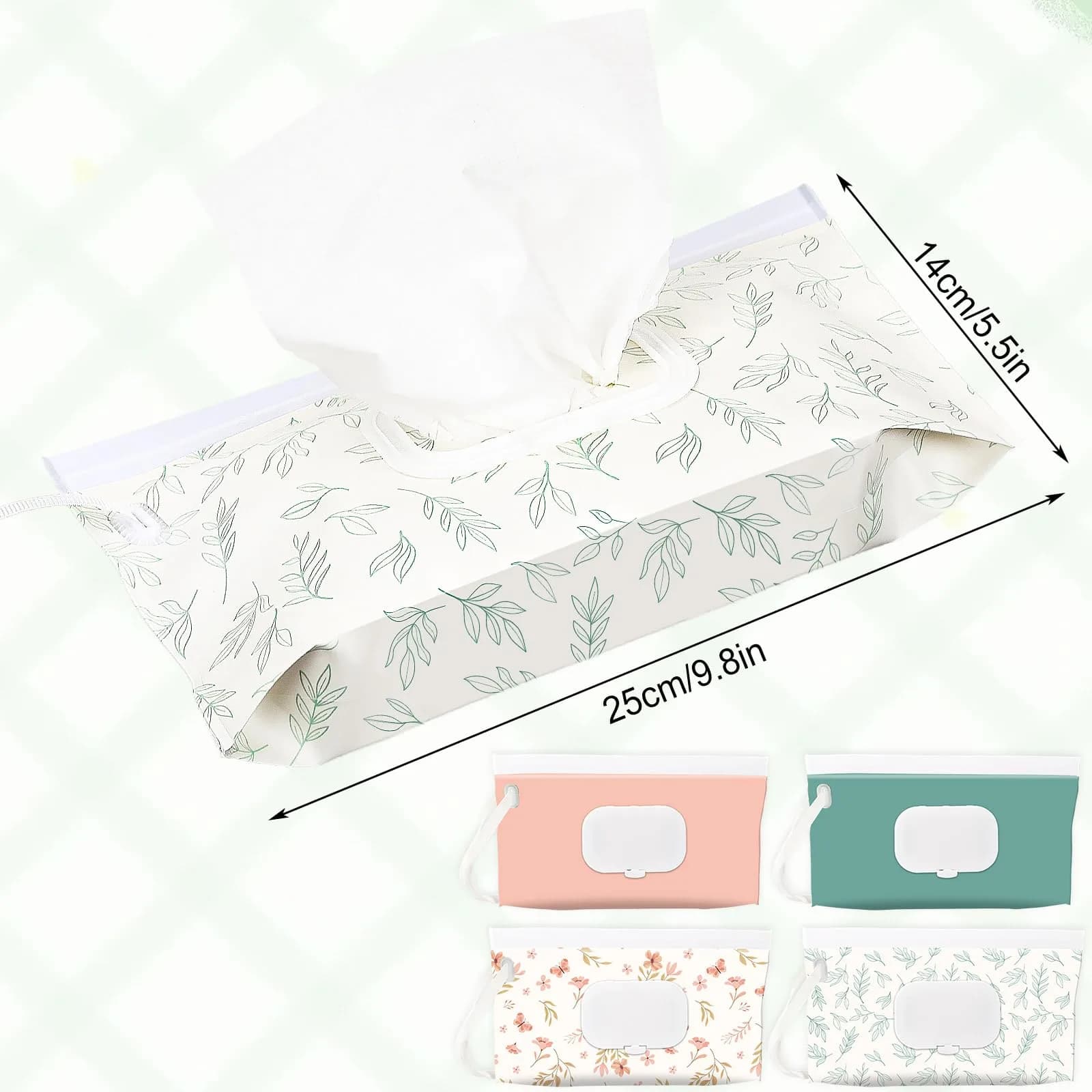 FEBSNOW PatternJ Baby Wipe Dispenser 4 Pack | Portable Refillable Wet Wipe Holder with Wrist Loop - view 2