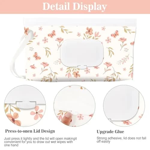 FEBSNOW 4Pcs Baby Wipe Dispenser Holder | Portable Refillable Wet Wipe Pouch thumbnail 3