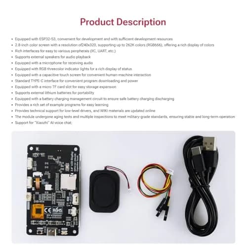 Hosyond ESP32-S3 Touchscreen Module, 2.8" 240x320 IPS LCD with WiFi Bluetooth, Capacitive Touch for Arduino IoT Projects thumbnail 7