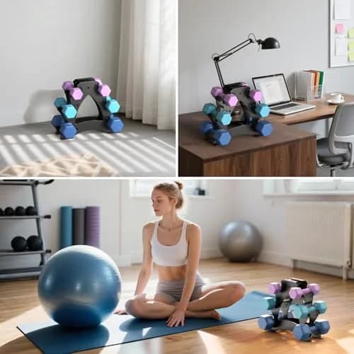 Strifuture Dumbbell Rack Stand for Space Saving | Supports 1-15 LB Weights, Heavy Duty Iron, Compact Design thumbnail 5