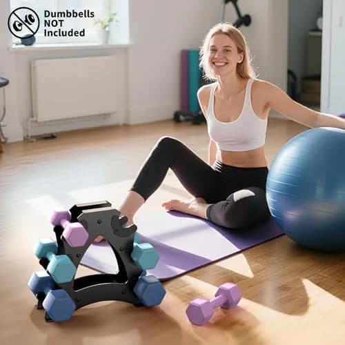 Strifuture Dumbbell Rack Stand for Space Saving | Supports 1-15 LB Weights, Heavy Duty Iron, Compact Design thumbnail 6