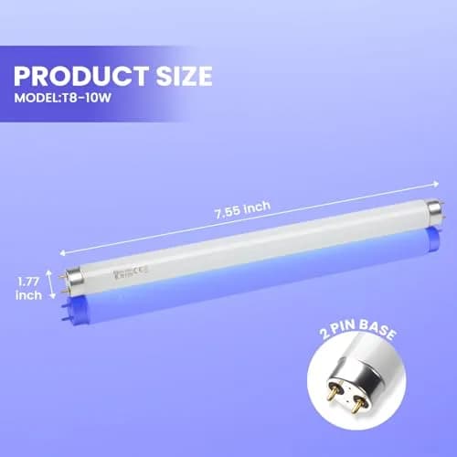 LiBa Bug Zapper Replacement Bulb 10W 2-Pack | 4000-Hour Lifespan UV Lamp for 20W Indoor Zappers thumbnail 2