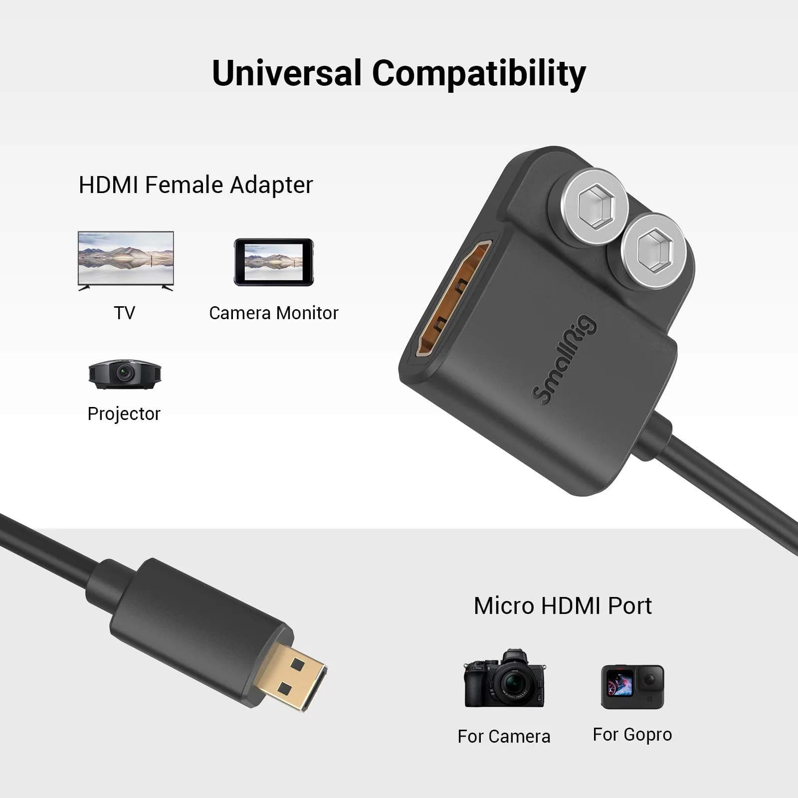 SMALLRIG USB-C Cable Male to Female 20Gbps 240W | 20cm (7.9in) Angled Cable with 1/4"-20 Screws for Camera Cage - view 3