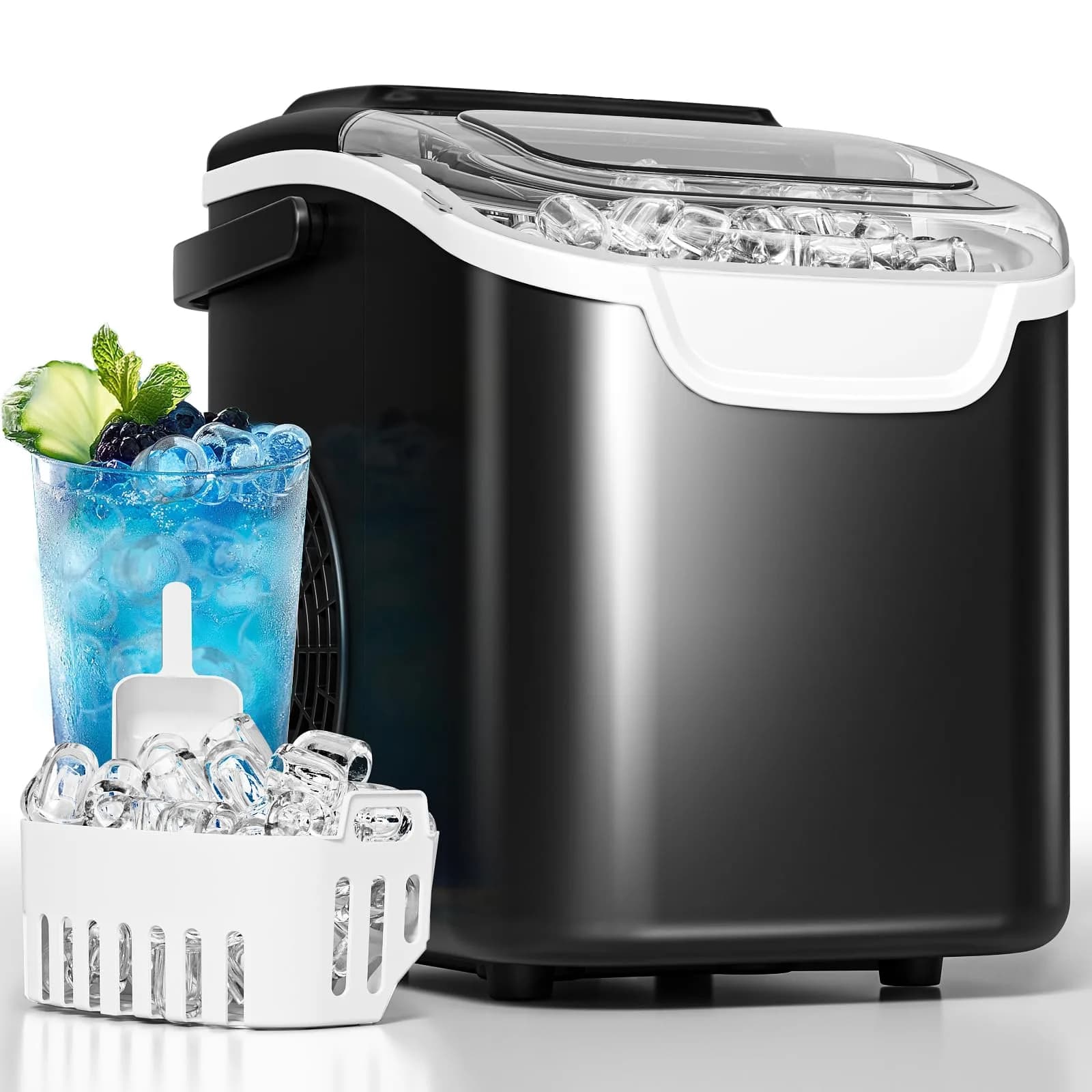 Electactic Countertop Ice Maker Black 26.5 lbs/day (11.9 kg/day) | Fast Ice in 6 Minutes - main product image