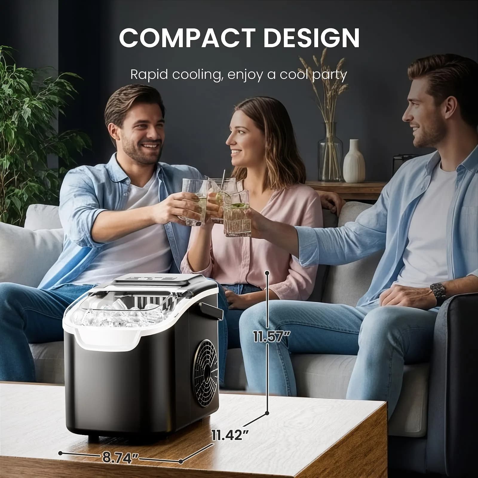Electactic Countertop Ice Maker Black 26.5 lbs/day (11.9 kg/day) | Fast Ice in 6 Minutes - view 7