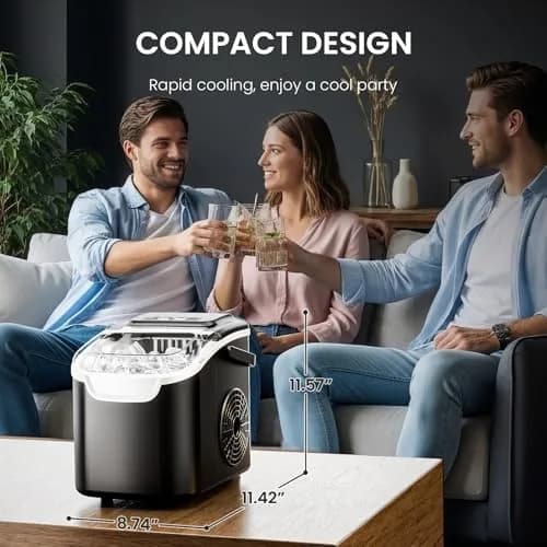 Electactic Countertop Ice Maker Black 26.5 lbs/day (11.9 kg/day) | Fast Ice in 6 Minutes thumbnail 7