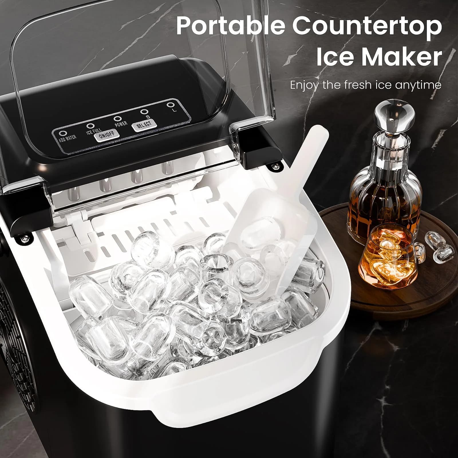 Electactic Countertop Ice Maker Black 26.5 lbs/day (11.9 kg/day) | Fast Ice in 6 Minutes - view 2