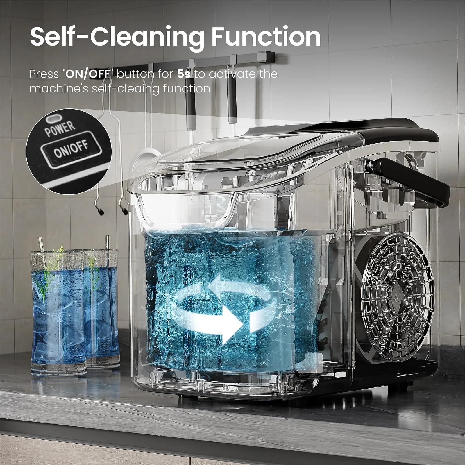 Electactic Countertop Ice Maker Black 26.5 lbs/day (11.9 kg/day) | Fast Ice in 6 Minutes - view 4