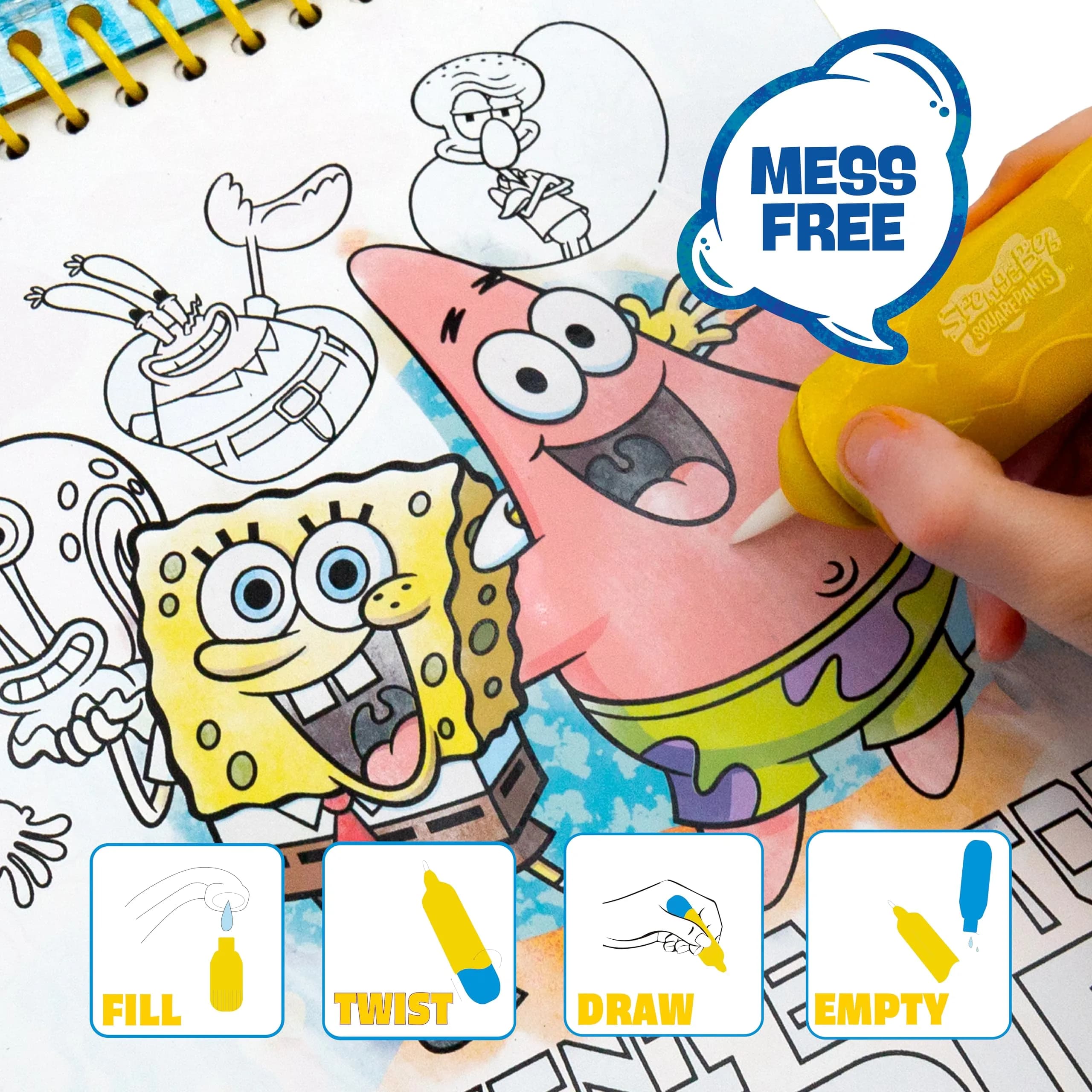 Horizon Group USA Spongebob Aqua Art Mess-Free Water Reveal Coloring Book with Pen 6 x 7.5 in. (4 Pages) | Reusable Travel Activity Pad for Kids Ages 3+ - view 5