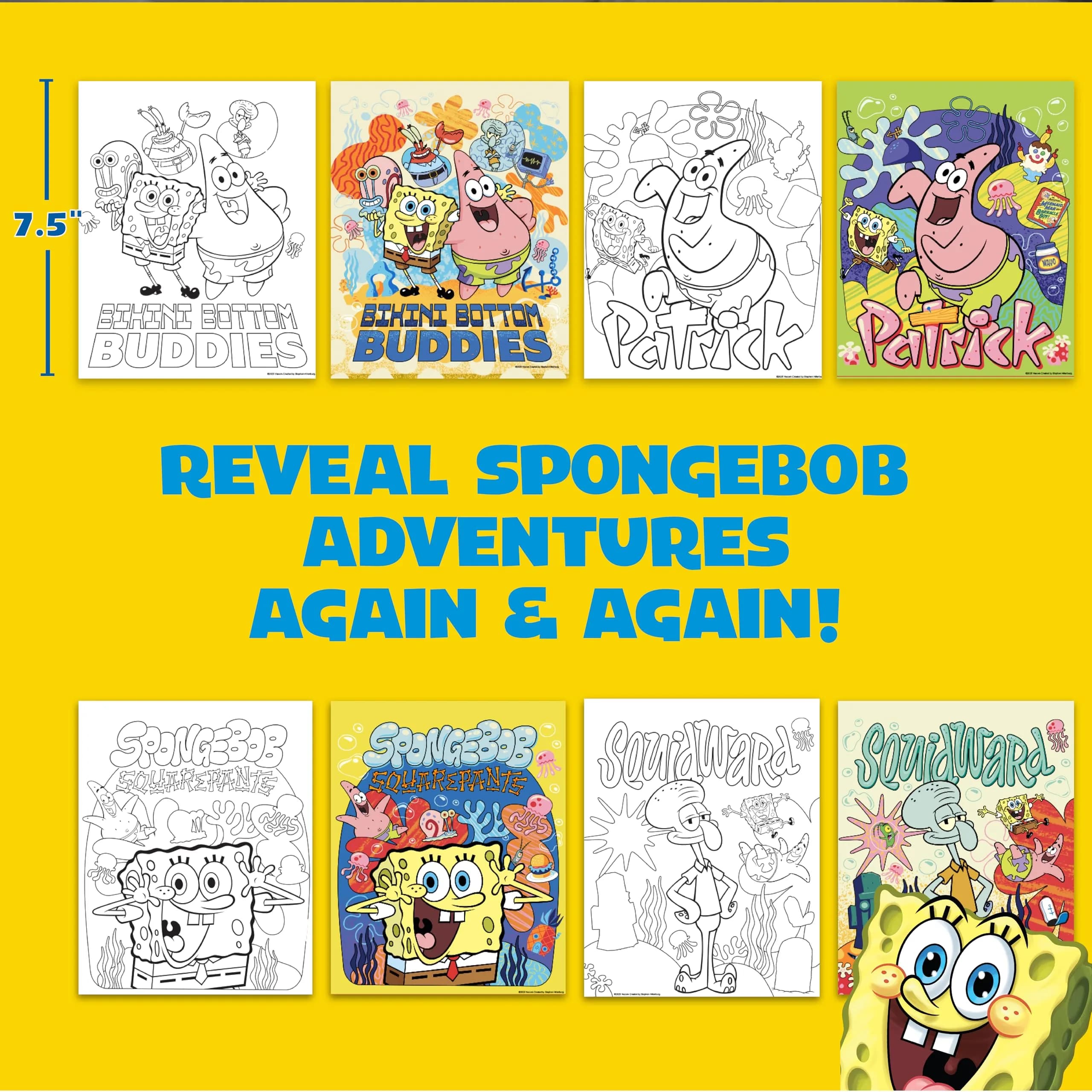 Horizon Group USA Spongebob Aqua Art Mess-Free Water Reveal Coloring Book with Pen 6 x 7.5 in. (4 Pages) | Reusable Travel Activity Pad for Kids Ages 3+ - view 6