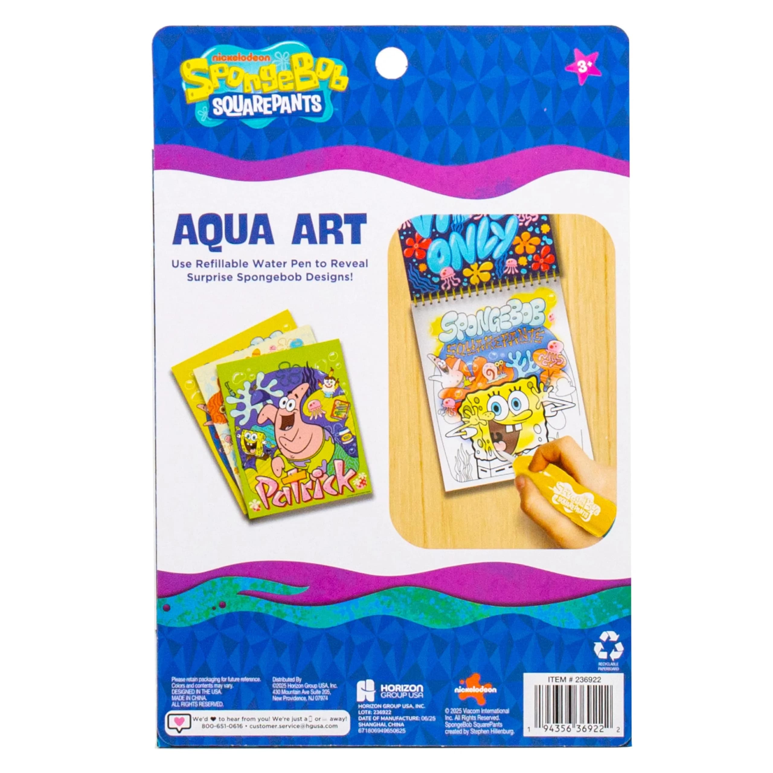 Horizon Group USA Spongebob Aqua Art Mess-Free Water Reveal Coloring Book with Pen 6 x 7.5 in. (4 Pages) | Reusable Travel Activity Pad for Kids Ages 3+ - view 8