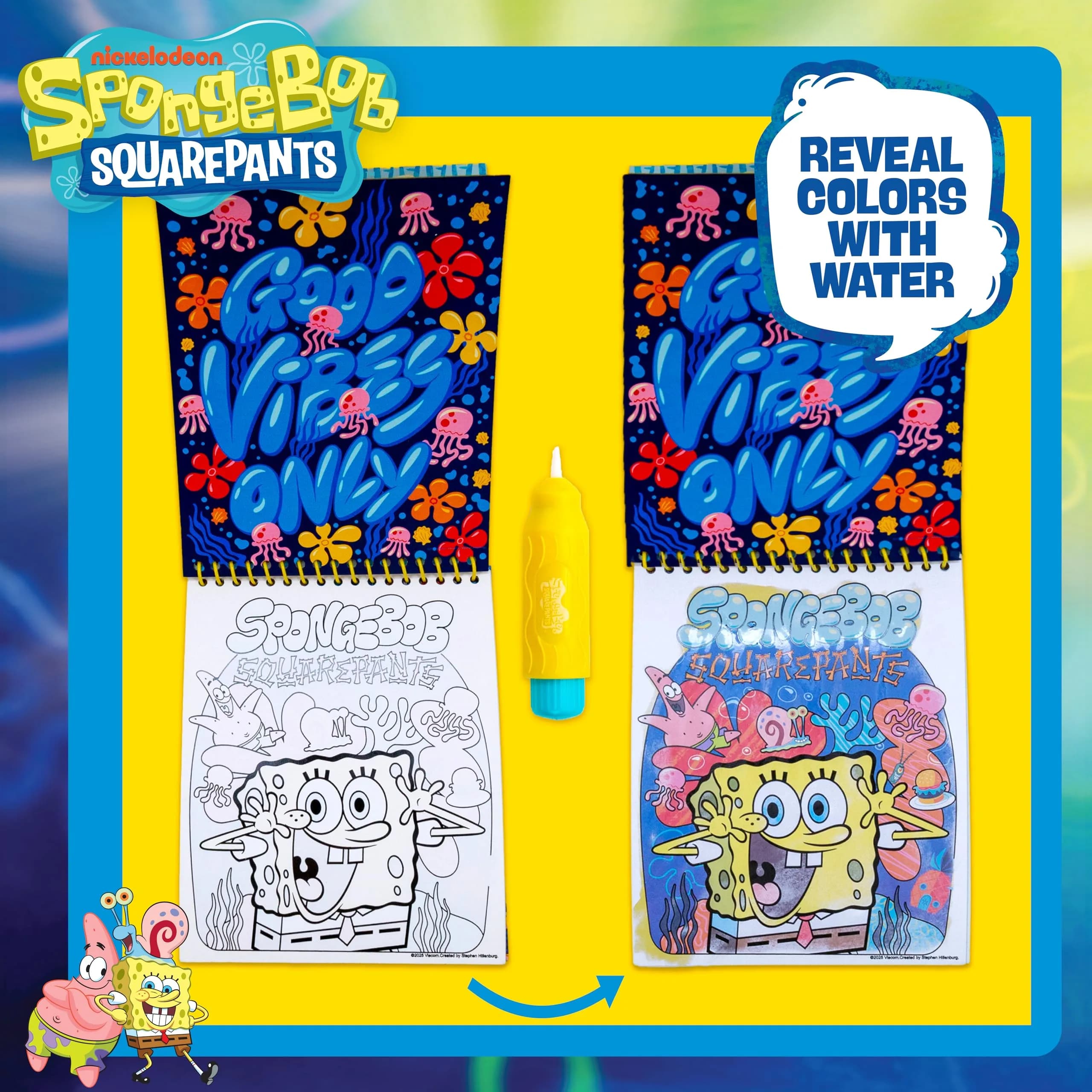 Horizon Group USA Spongebob Aqua Art Mess-Free Water Reveal Coloring Book with Pen 6 x 7.5 in. (4 Pages) | Reusable Travel Activity Pad for Kids Ages 3+ - view 3
