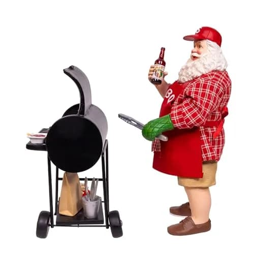 Kurt Adler Fabriche Barbecue Grill Santa 2-Piece Set 28.5cm (11.5") | Festive Holiday Decor thumbnail 4
