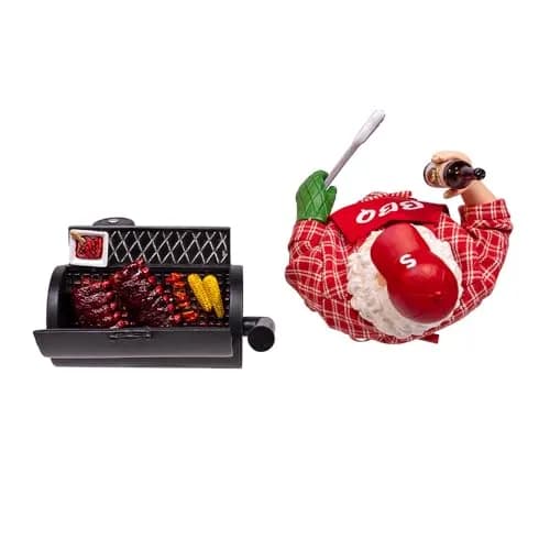 Kurt Adler Fabriche Barbecue Grill Santa 2-Piece Set 28.5cm (11.5") | Festive Holiday Decor thumbnail 5