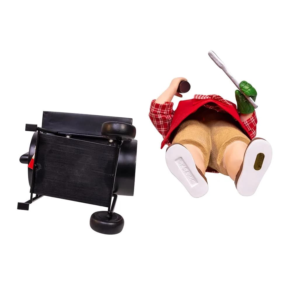 Kurt Adler Fabriche Barbecue Grill Santa 2-Piece Set 28.5cm (11.5") | Festive Holiday Decor - view 6
