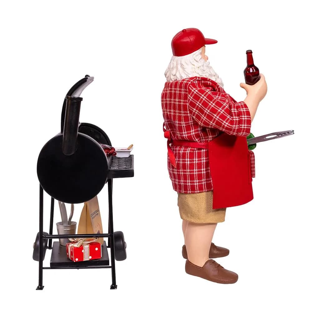 Kurt Adler Fabriche Barbecue Grill Santa 2-Piece Set 28.5cm (11.5") | Festive Holiday Decor - view 2