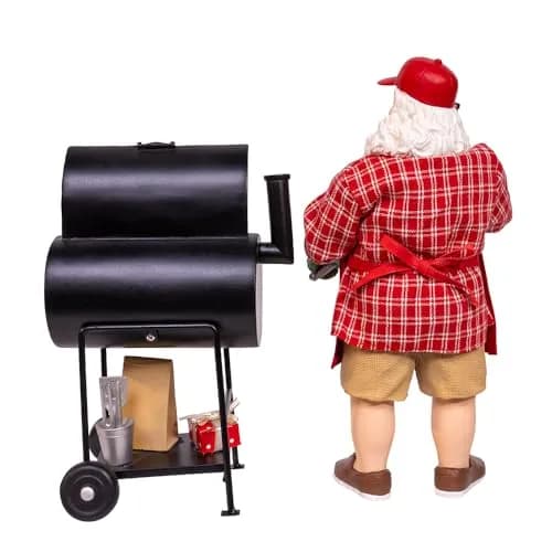 Kurt Adler Fabriche Barbecue Grill Santa 2-Piece Set 28.5cm (11.5") | Festive Holiday Decor thumbnail 3
