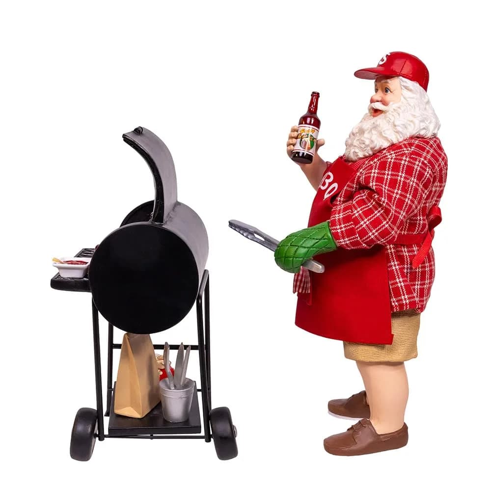 Kurt Adler Fabriche Barbecue Grill Santa 2-Piece Set 28.5cm (11.5") | Festive Holiday Decor - view 4