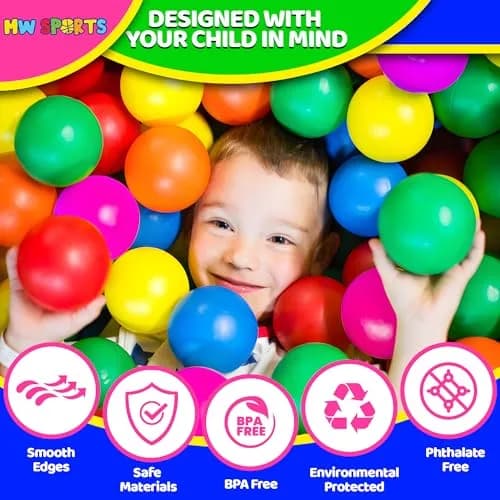 MW SPORTS Plastic Crush Proof Ball Pit Balls for Kids & Toddlers | Assorted Colors, 400 Balls, Safe & BPA-Free thumbnail 3