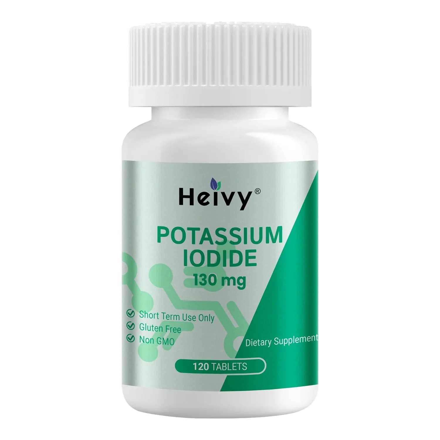 Heivy Potassium Iodide 130mg | Thyroid & Immune Support Tablets, 120 Unflavored, Made in USA
