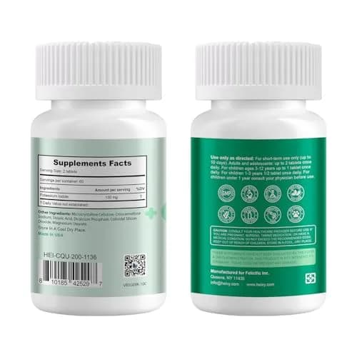 Heivy Potassium Iodide 130mg | Thyroid & Immune Support Tablets, 120 Unflavored, Made in USA thumbnail 2