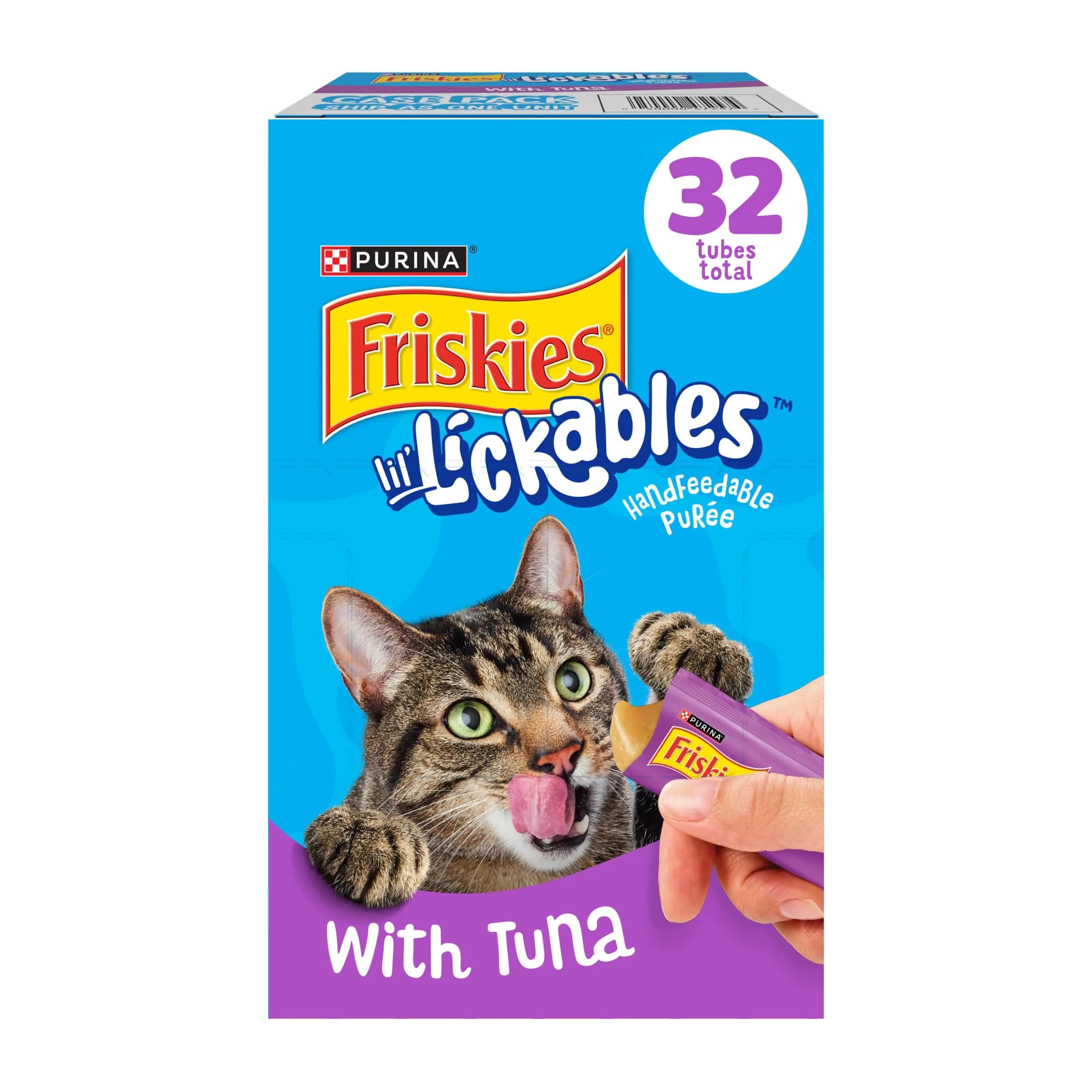 Friskies Lil' Lickables with Tuna Cat Treats | 16 oz (32 Ct) | Tasty lickable tubes for hydration & bonding